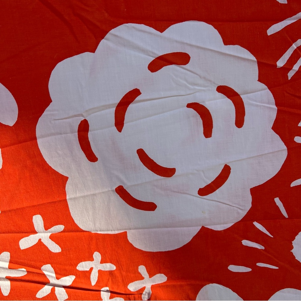 Marimekko Orange and White Floral Duvet Cover - Picture 4 of 12